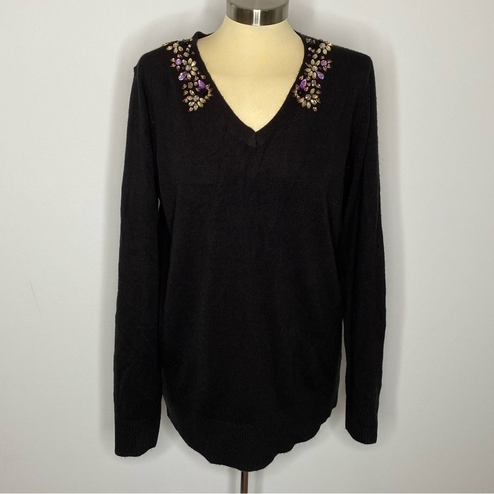 Jaclyn Smith Collection Embellished Rhinestone Sweater